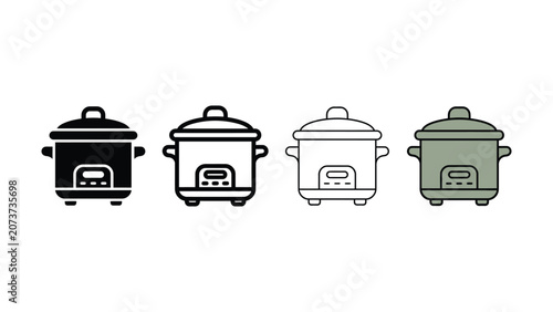 Tableau sur toile Collection of four stylized illustrations of multicooker appliances in various i