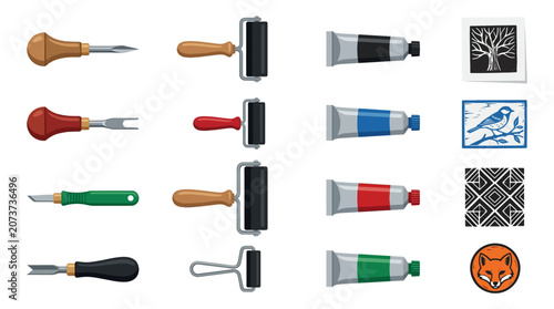 Painting tools and supplies.
