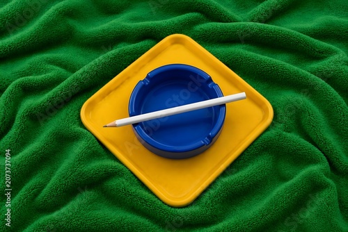Brazil flag concept made with everyday objects.