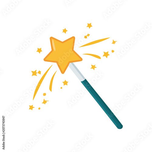 Magic wand with star and sparkles vector illustration