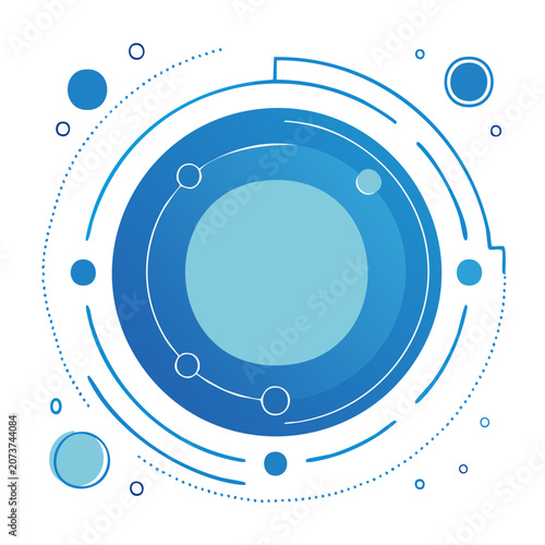 Abstract blue geometric circle with dots and lines