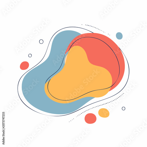 Abstract Organic Shapes with Pastel Colors and Black Outline