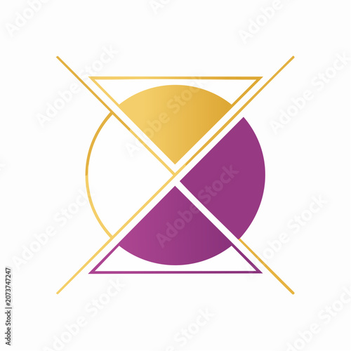 Abstract Geometric Logo with Gold and Purple Elements