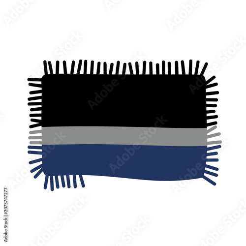 Blue, Gray, and Black Striped Flag with Fringe