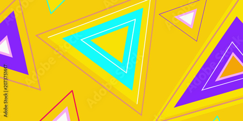 Fotografija Colorful geometric triangles on a bright yellow background vector illustration