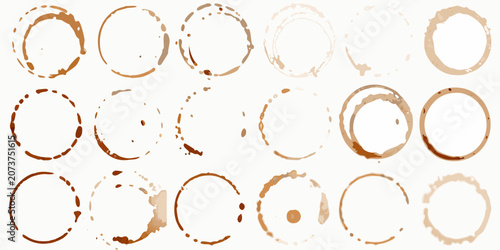 Canvas Print Collection Of Coffee Rings And Stains Brown Toned Pattern
