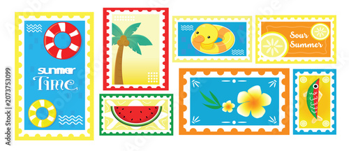 Canvas Print Summer background elements illustration. summer time