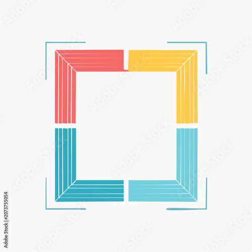 Abstract Square Frame with Colorful Segments and Corner Marks