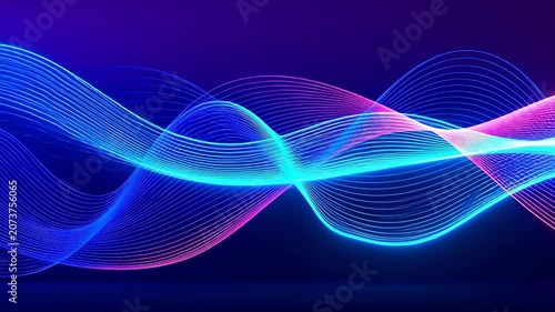 Neon wave lines on dark background