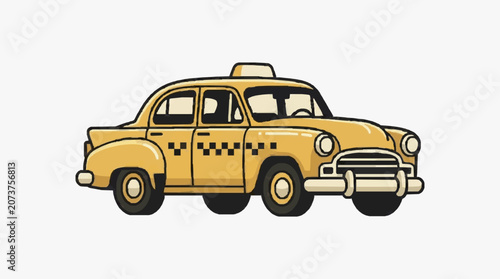 Cuadro en lienzo Classic Yellow Taxi Cab Illustration.