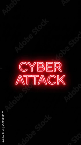 Red Neon Cyber Attack Text Graphic Overlay for Digital Security Warning and Hacked System Alert Animation Concept