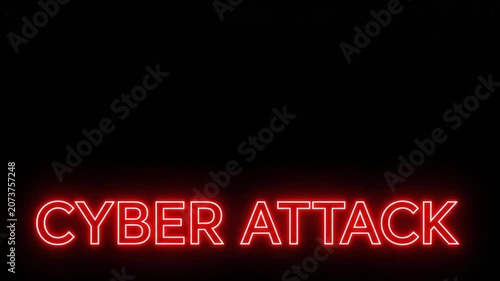 Red Neon Cyber Attack Text Animation Motion Graphic Design for Security Alert Warnings and System Failure Concepts