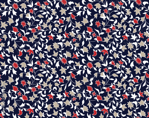 Fotografía small flower seamless pattern on navy background