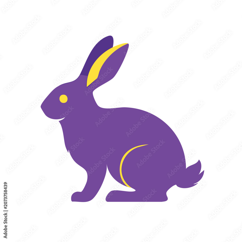 Fototapeta premium Purple Rabbit Flat Vector Illustration