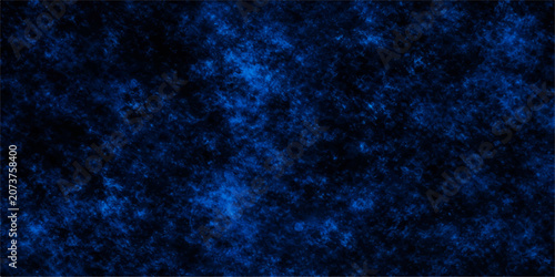 Foto Dark Blue Abstract Space Background with Nebula Clouds, Stars and Smoke Texture