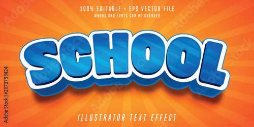 Foto School 3D Text Effect Editable Vector For Kids
