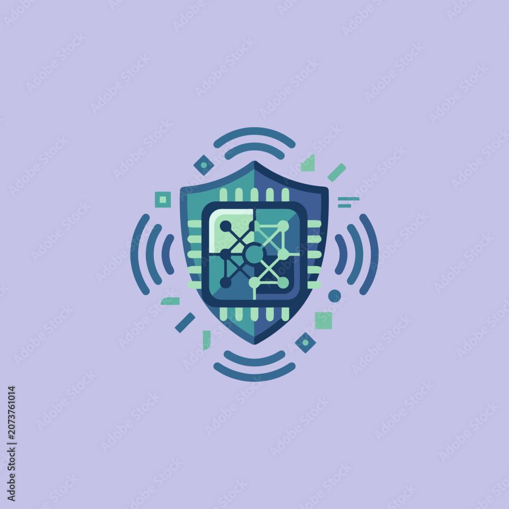 Fototapeta premium A digital shield icon representing secure computer network protection