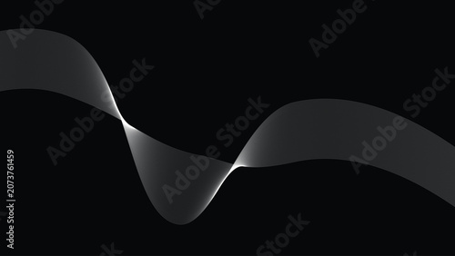 Canvas-taulu Abstract gray gradient wave background with smooth oscillating curves on dark mi
