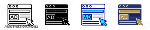 Foto Web Ads Icon Set Multiple Style Collection