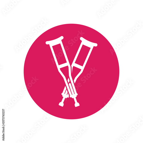 Flat vector design of a crutch icon, a walking aid for leg fractures.