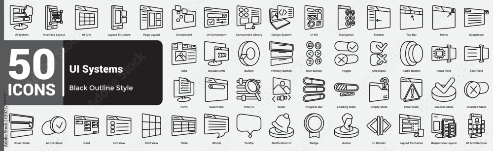 Fototapeta premium Line UI Systems Bundle H50