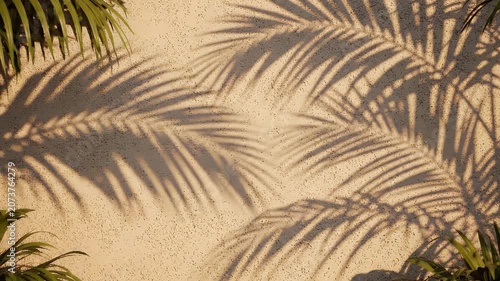 Tropical Palm Leaf Shadow Moving on White Wall Seamless Loop