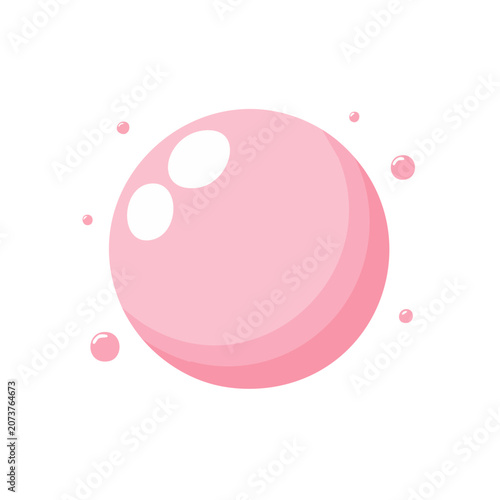 Pink soap bubble vector illustration