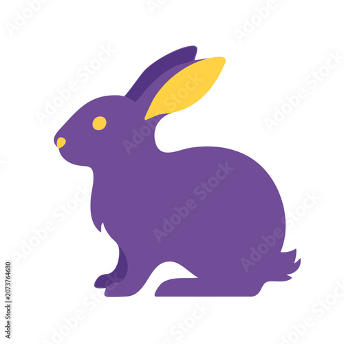 Purple Rabbit Flat Vector Illustration