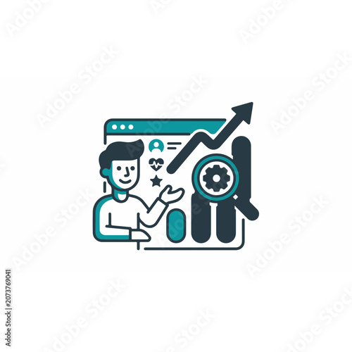 Groth Business Growth Chart Icons Vactor