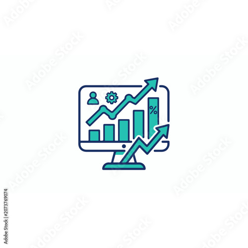 Groth Business Growth Chart Icons Vactor