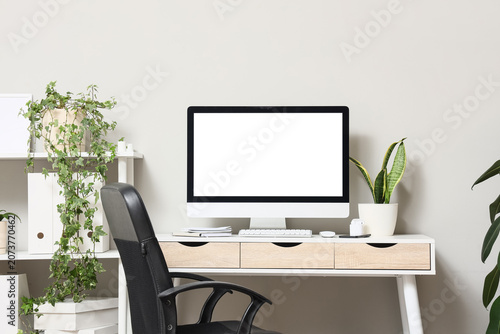Modern workplace with blank...