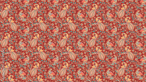 Vector Pattern with Floral Motifs and Geometric Shapes
