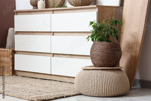 Wicker basket with plant on...