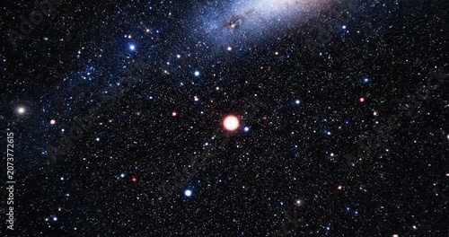 Stunning view of a starry night sky filled with countless stars and a distant galaxy