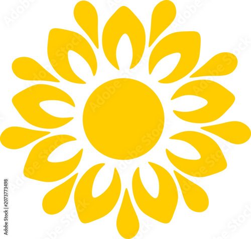 Minimalist Yellow Sunburst Sunflower Shape Graphic Element  