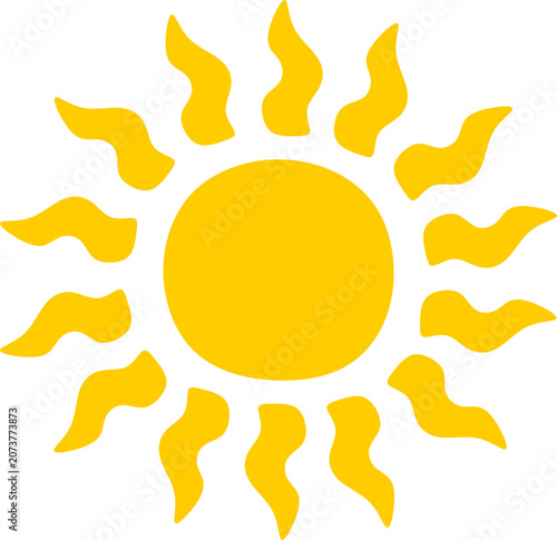 Minimalist Yellow Sunburst Wavy Rays Graphic Element 