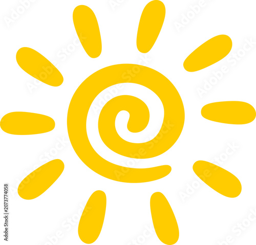 Minimalist Yellow Sunburst Spiral Rays Graphic Element 