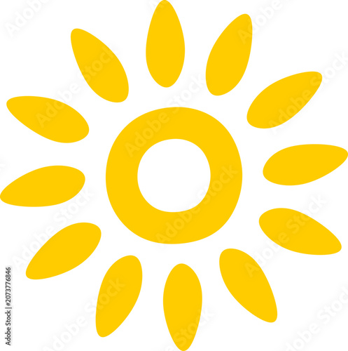 Minimalist Yellow Sunburst Ring Shape Graphic Element 