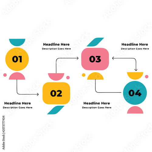 Modern business infographic template with 4 steps timeline roadmap