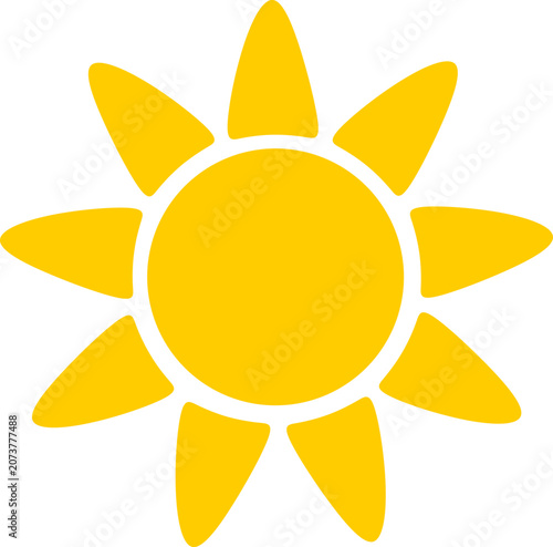 Minimalist Yellow Sun Pointed Rays Graphic Element 