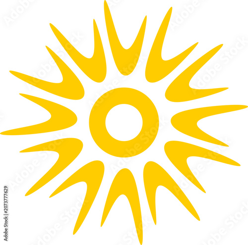 Minimalist Yellow Sunburst Sharp Rays Graphic Element  