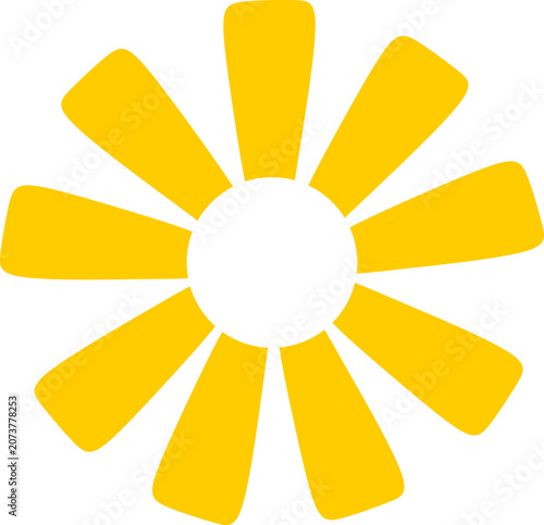 Minimalist Yellow Sunburst Sun Shape Graphic Element  