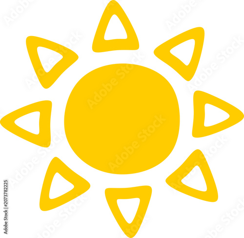 Minimalist Yellow Sun Shining Rays Graphic Element 