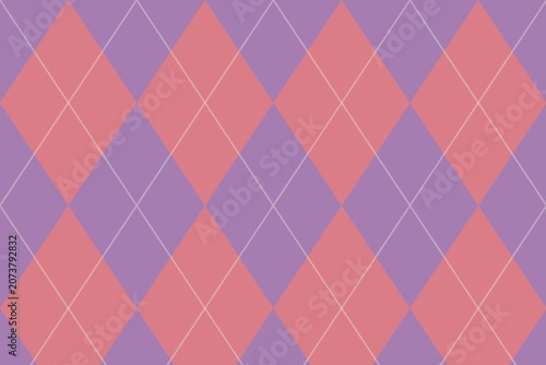 Fotografie Argyle pattern background in purple and pink, classic diamond geometric texture,