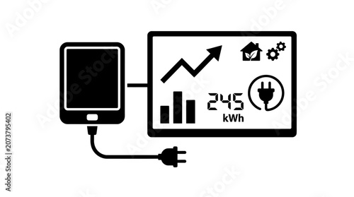 Fotografie Electricity consumption meter, energy monitor, smart home device, power usage tr