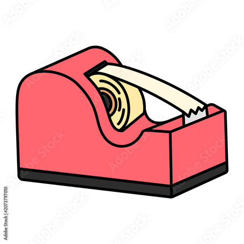 Red Tape Dispenser Cartoon Style Illustration Isolated