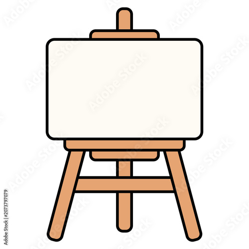 Art Easel Stand And Blank Canvas Art Supply Cartoon Style Illustration Isolated