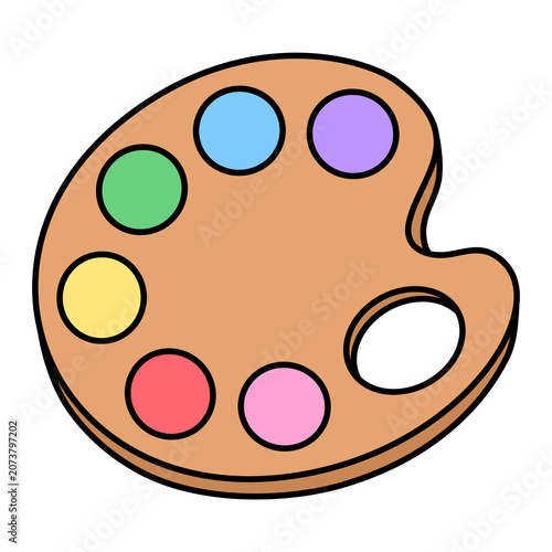 Artist Paint Palette Art Supply Cartoon Style Illustration Isolated