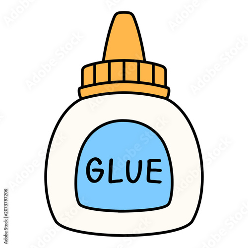 Liquid Glue Bottle Office Supply Cartoon Style Illustration Isolated