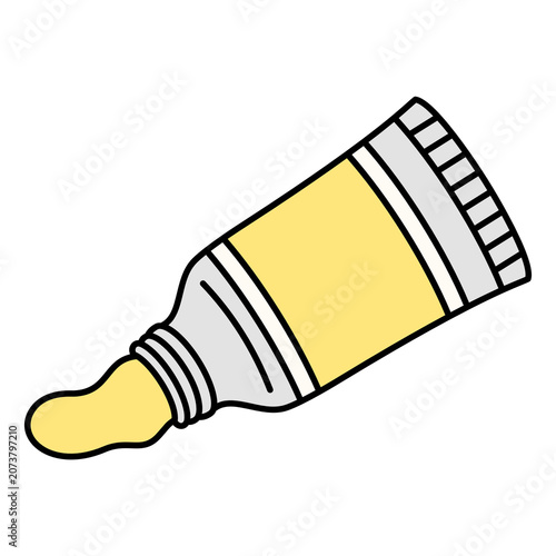 Yellow Paint Tube Cartoon Style Illustration Isolated